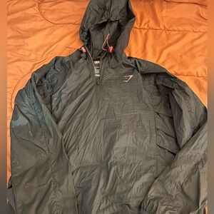 Women’s Gymshark Windbreaker Pullover Black/Pink Size M